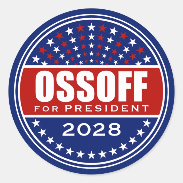 Pegatina Redonda Jon Ossoff Presidente 2028 (Anverso)