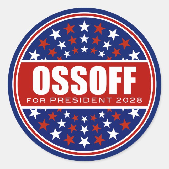 Pegatina Redonda Jon Ossoff Presidente 2028 (Anverso)