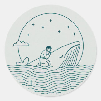 Pegatina Redonda Jonás y la Ballena Sticker