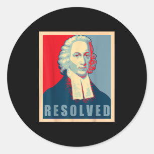 Pegatina Redonda Jonathan Edwards Resuelto Calvinista Reformado