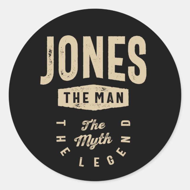 Pegatina Redonda Jones El Hombre El Mito La Leyenda (Anverso)