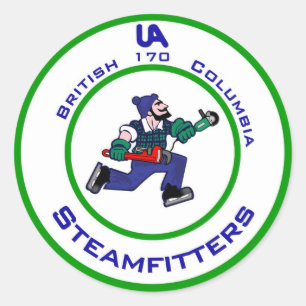 Pegatina Redonda jonny-canuck-steamfitter