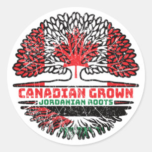 Pegatina Redonda Jordania Jordania Canadá Canadá Canadá Árbol Roots
