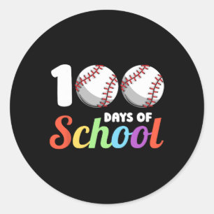 Pegatina Redonda Jornadas de Béisbol Escolar 100 días Estudiantes N