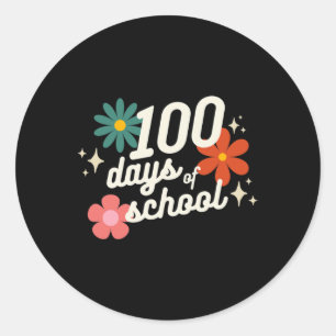 Pegatina Redonda Jornadas De Educación Retro Escolar Estudiante De 