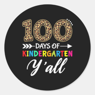 Pegatina Redonda Jornadas De Jardín De Niños Y Profesores Leopardo 