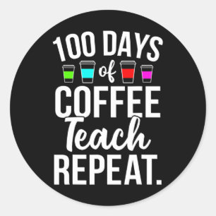 Pegatina Redonda Jornadas escolares de profesores amantes del café 