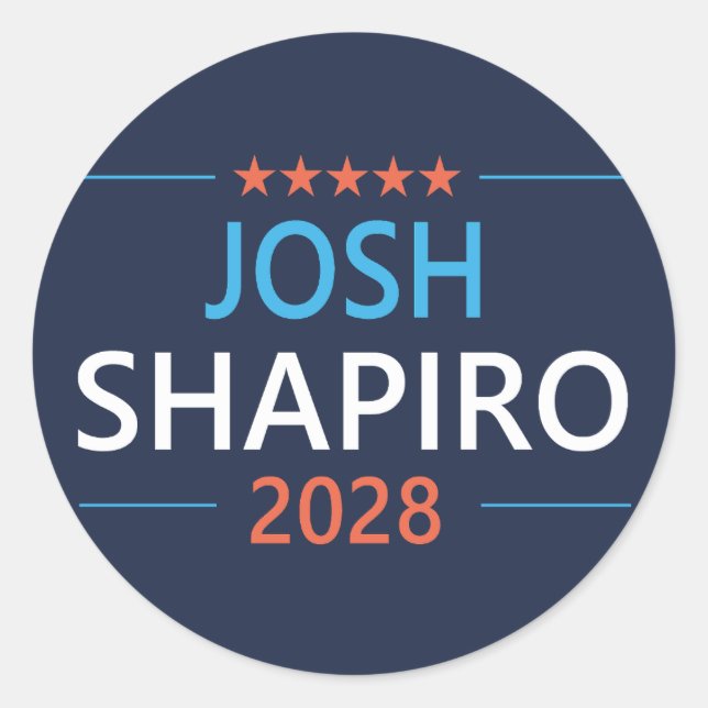 Pegatina Redonda Josh Shapiro 2028 (Anverso)
