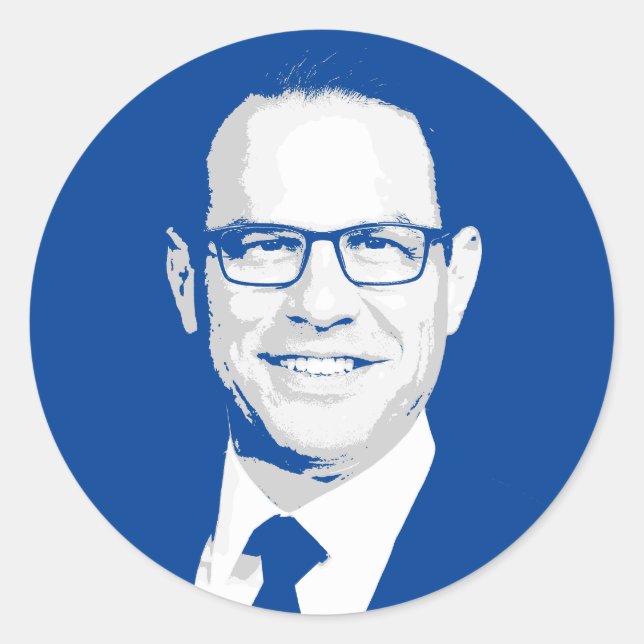 Pegatina Redonda Josh Shapiro Bust (Anverso)