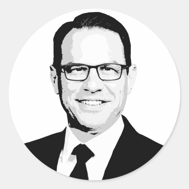 Pegatina Redonda Josh Shapiro Bust (Anverso)