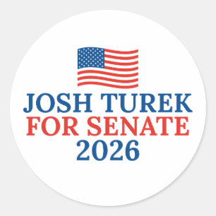 Pegatina Redonda Josh Turek para Senado 2026 Elección Iowa
