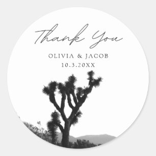 Pegatina Redonda Joshua Tree Wedding Favor Foto Gracias