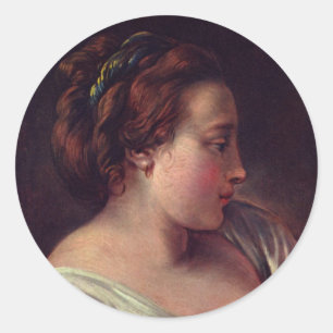 Pegatina Redonda Joven Chica Jeune filme de Francois Boucher