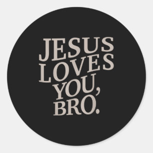 Pegatina Redonda Joven Jesús te ama hermano niño cristiano gracioso