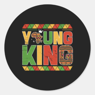 Pegatina Redonda Joven Mapa de África Kente Arte Afroamericano B