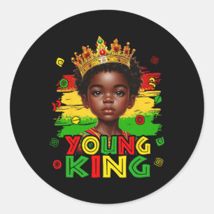 Pegatina Redonda Joven Rey Mes de la Historia Negra Niños Afro Niño