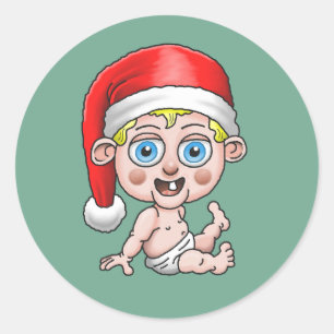 Pegatina Redonda Joven Santa Claus