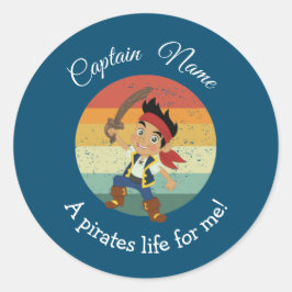Pegatina Redonda JÓVENES Fiestas Pirata Clásico Round Stick