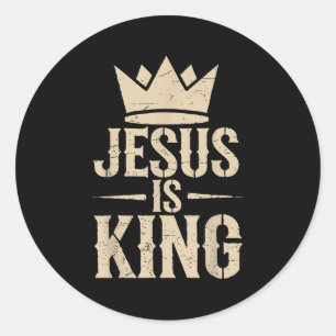 Pegatina Redonda Jóvenes Jesucristo es el Rey Hombres Cristianos Hi