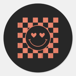 Pegatina Redonda Jóvenes revisados retro Valentina sonríe cara