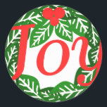 Pegatina Redonda Joy Crhistmas<br><div class="desc">Sticker joy christmas for holiday</div>