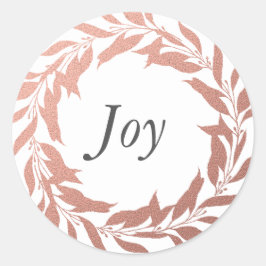 Pegatina Redonda Joy Navidades Rosa Gold Wreath