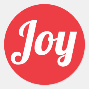 Pegatina Redonda Joy Red Brushed Script Sencillo vacaciones moderna