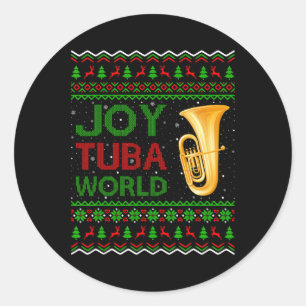 Pegatina Redonda Joy Tuba World Music Lover Xmas regalo Tuba Feo Ch