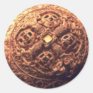 Pegatina Redonda Joya de la broche de Viking para la gente rica