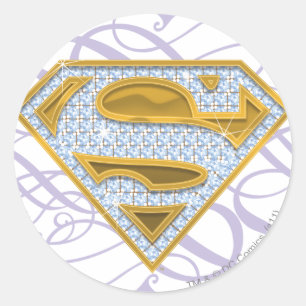 Pegatina Redonda Joyas azules supergirl 2