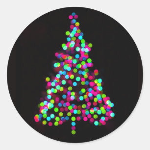 Pegatina Redonda Joyas de árbol de Navidad