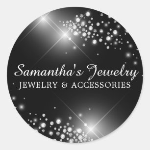 Pegatina Redonda joyas de diamantes de gema plateado