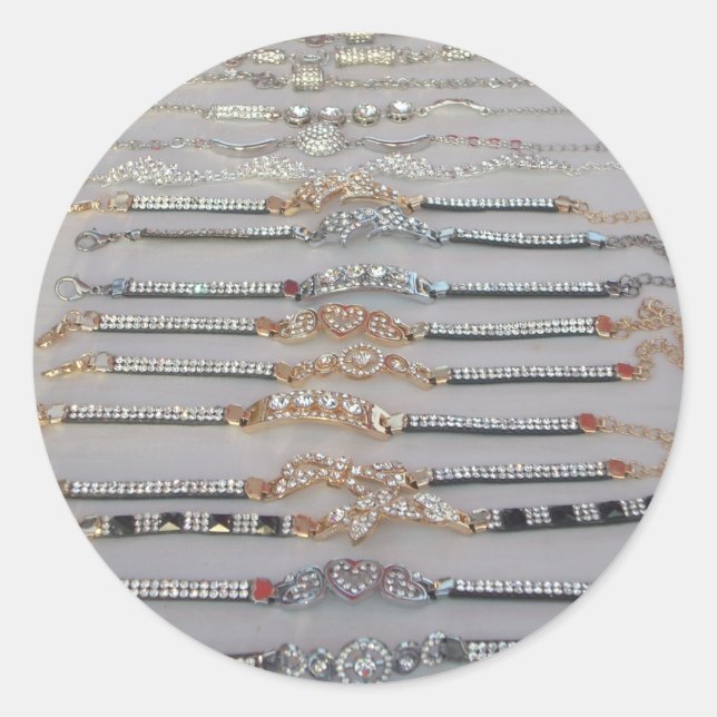 Pegatina Redonda Joyería de arte de la cadena de diamantes decorada (Anverso)