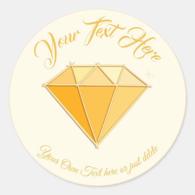 Pegatina Redonda Joyería de Gemstone de Diamante Amarillo. boda de  (Anverso)