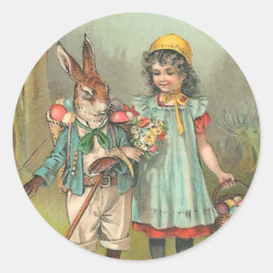 Pegatina Redonda Joyeuses Pâques Cute Vieja Pascua