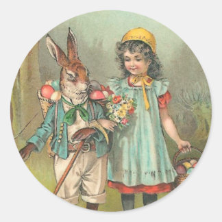 Pegatina Redonda Joyeuses Pâques Cute Vieja Pascua