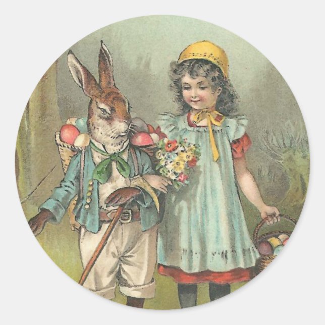 Pegatina Redonda Joyeuses Pâques Cute Vieja Pascua (Anverso)