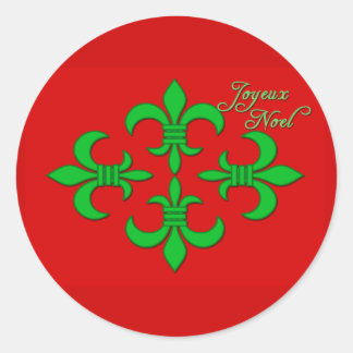 Pegatina Redonda Joyeux Noel con las tarjetas del día de fiesta de