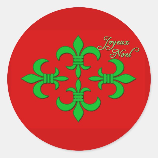 Pegatina Redonda Joyeux Noel con las tarjetas del día de fiesta de (Anverso)