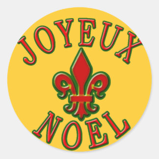 Pegatina Redonda Joyeux Noel con las tarjetas del día de fiesta de