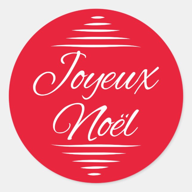 Pegatina Redonda Joyeux Noel - Deseos de Navidad Franceses (Anverso)