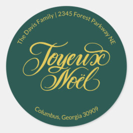 Pegatina Redonda Joyeux Noël Return Address