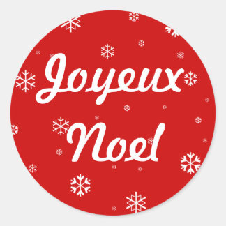 Pegatina Redonda Joyeux Noel Snowflakes