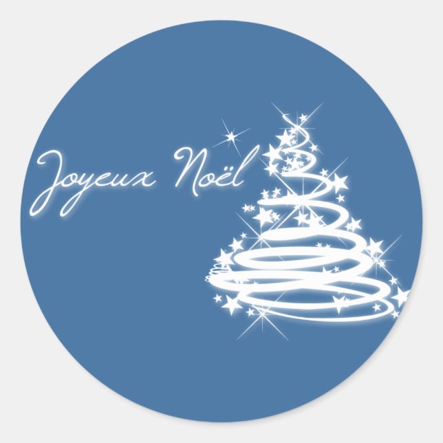 Pegatina Redonda Joyeux Noël with Christmas Tree (Anverso)