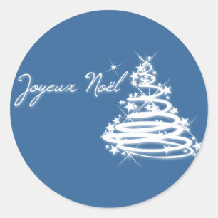 Pegatina Redonda Joyeux Noël with Christmas Tree