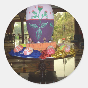 Pegatina Redonda Joyful Festive Springtime Easter Colorido Huevos A