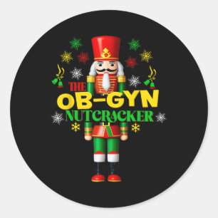 Pegatina Redonda Joyful Nutcracker Ob-gyn Fun Navidad Gyn