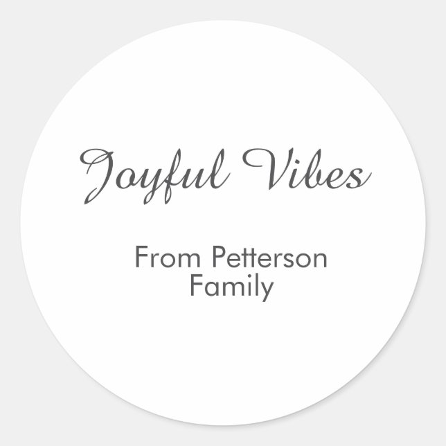 Pegatina Redonda Joyful Vibes red Christmas add family name date  (Anverso)