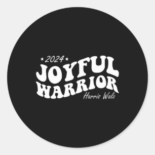Pegatina Redonda Joyful Warrior Kamala Harris Tim Walz 2024 Groovy