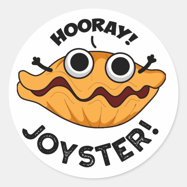 Pegatina Redonda Joyster Funny Joyful Animal Oyster Pun (Anverso)